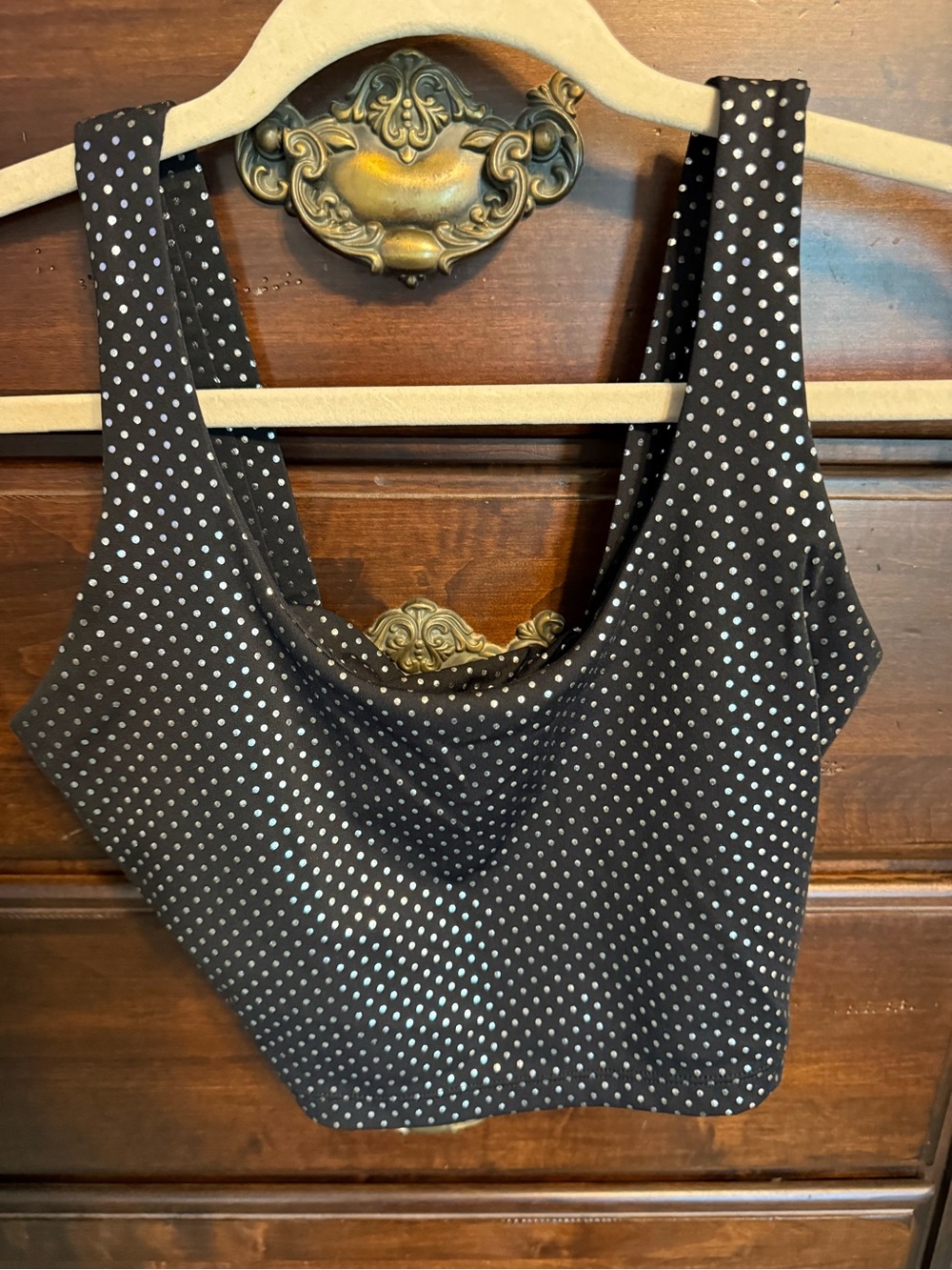 ZYIA Black Tank Top with White Polka Dots